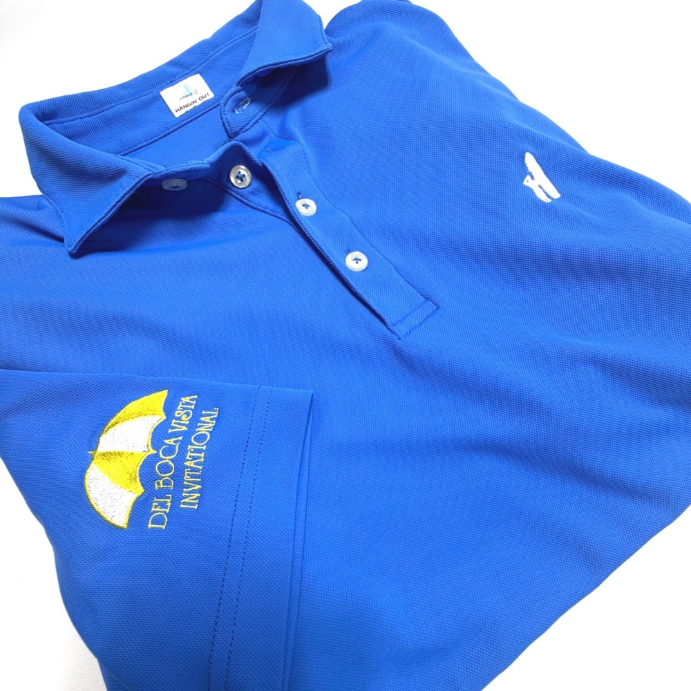 Johnnie-O Golf Polo Men's‎ Small Blue Performance Stretch Marlin Logo